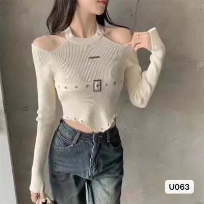 2023 Spring and Autumn New College Style V-neck Sweater Cardigan Women's Design Niche Korean Unique Knitted Sweater Top
