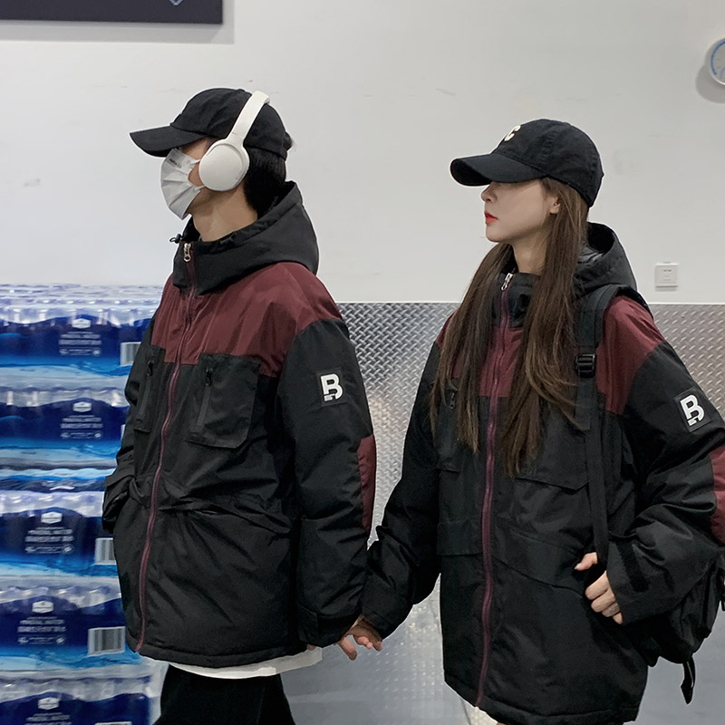 實拍情侶羽絨服棉服女2023冬新款女戶外工裝短款加厚保暖棉服外套