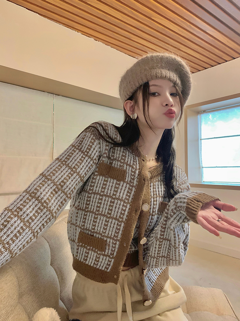 實拍  小眾設計感針織吊帶小香毛衣開衫兩件套
