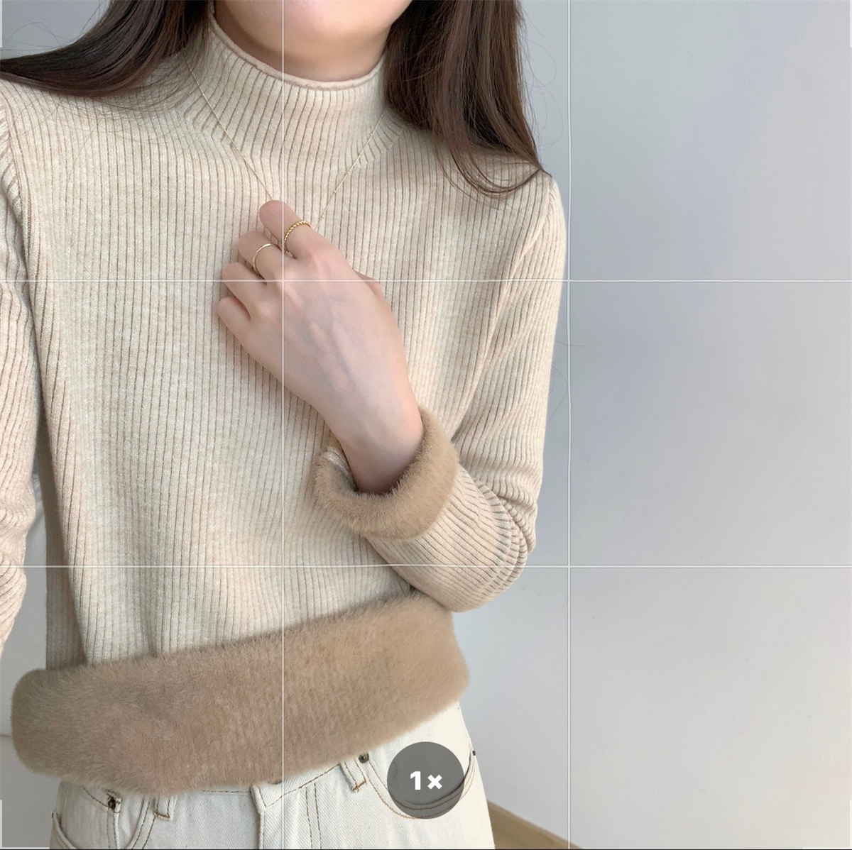 實拍 秋冬韓版修身半高領卷邊一體絨加厚內搭針織打底衫毛衣