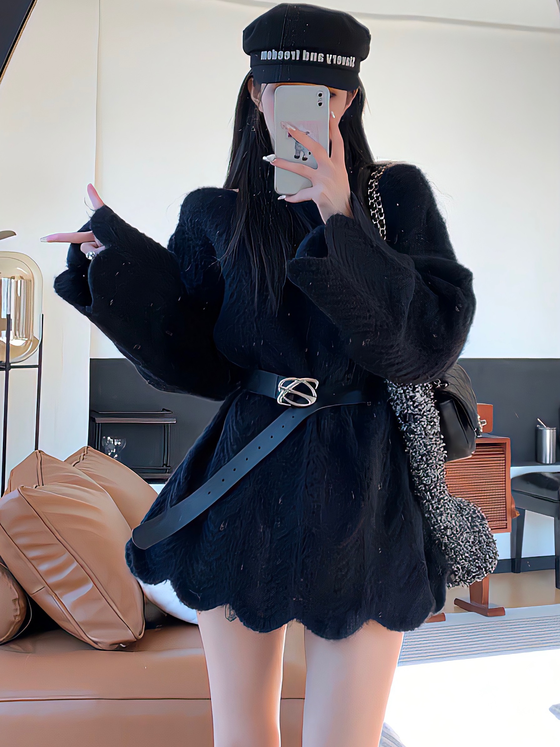 韓系不規則花邊鏤空針織上衣女秋溫柔風休閒甜美露肩寬鬆毛衣
