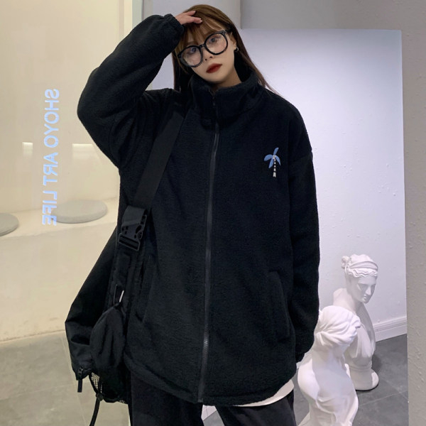 羊羔毛棒球服外套女2023秋冬季新款高級感炸街加厚時尚棉服街頭風