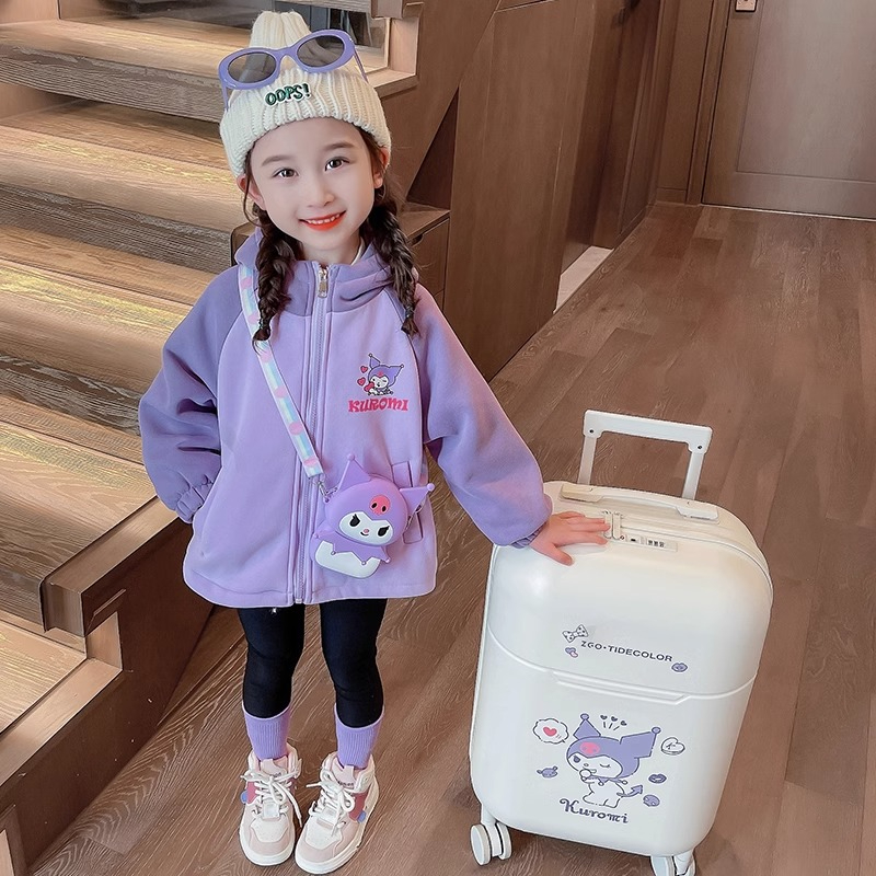 女童棒球服2023新款兒童加厚洋氣衛衣庫洛米寶寶秋加絨秋冬款外套