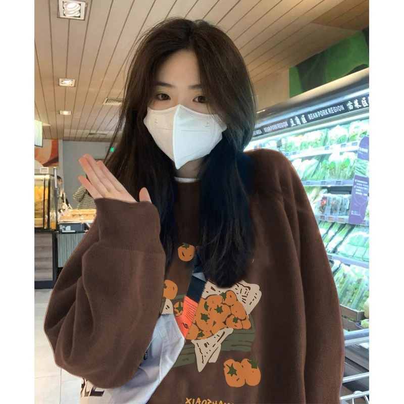 高端品質 全精梳華棉 美式復古無帽衛衣女秋冬新款設計感小眾