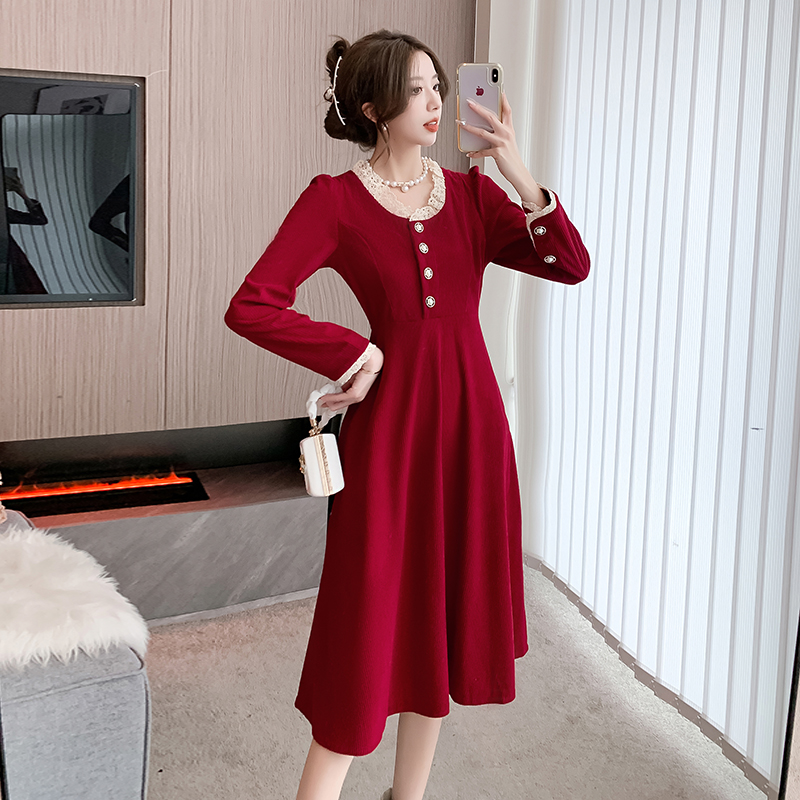新款配大衣的打底裙外穿晚禮服裙輕奢小眾赫本風禮服連衣裙女秋冬