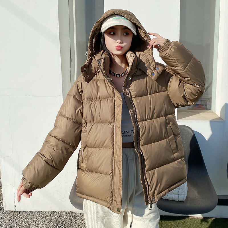 Small Korean style bread coat cotton coat short fashion down jacket loose cotton coat white duck down jacket for women