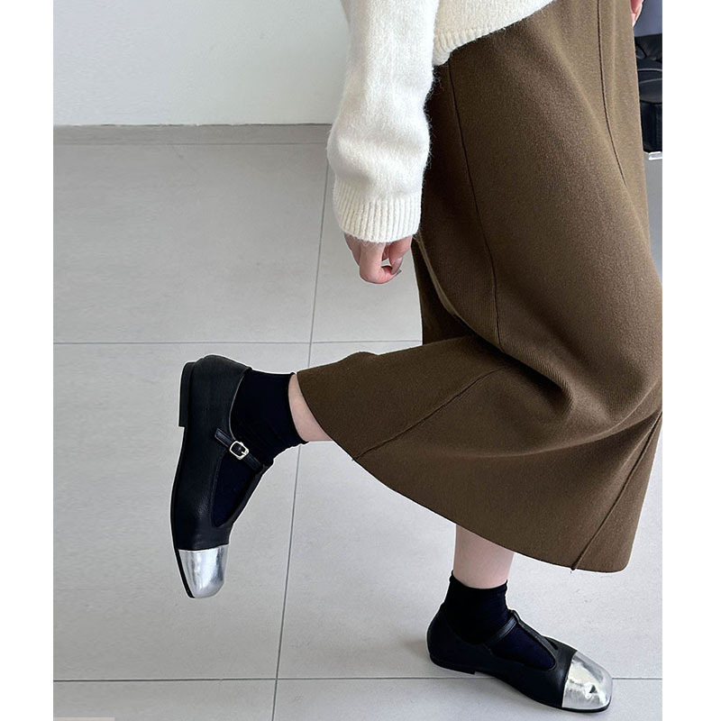 Actual shot ~ Autumn and winter new high-waisted skirt Korean style soft and waxy casual elastic waist slimming A-line skirt