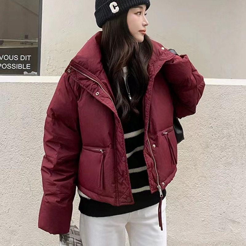 2023秋冬季款韓版立領麵包服女短款小個子休閒輕薄棉服顯瘦外套潮