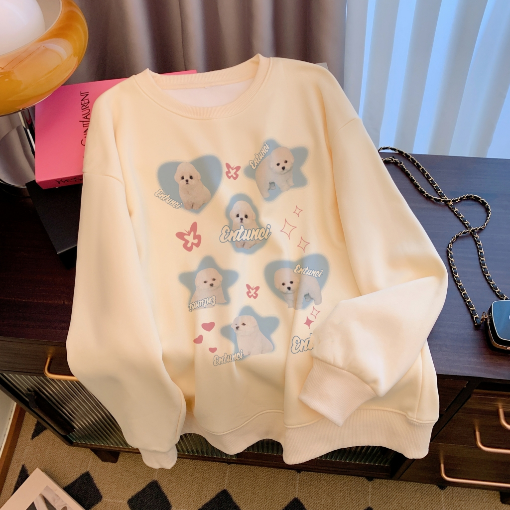 實拍 純棉華棉大碼 秋冬裝卡通衛衣女寬鬆休閒百搭上衣