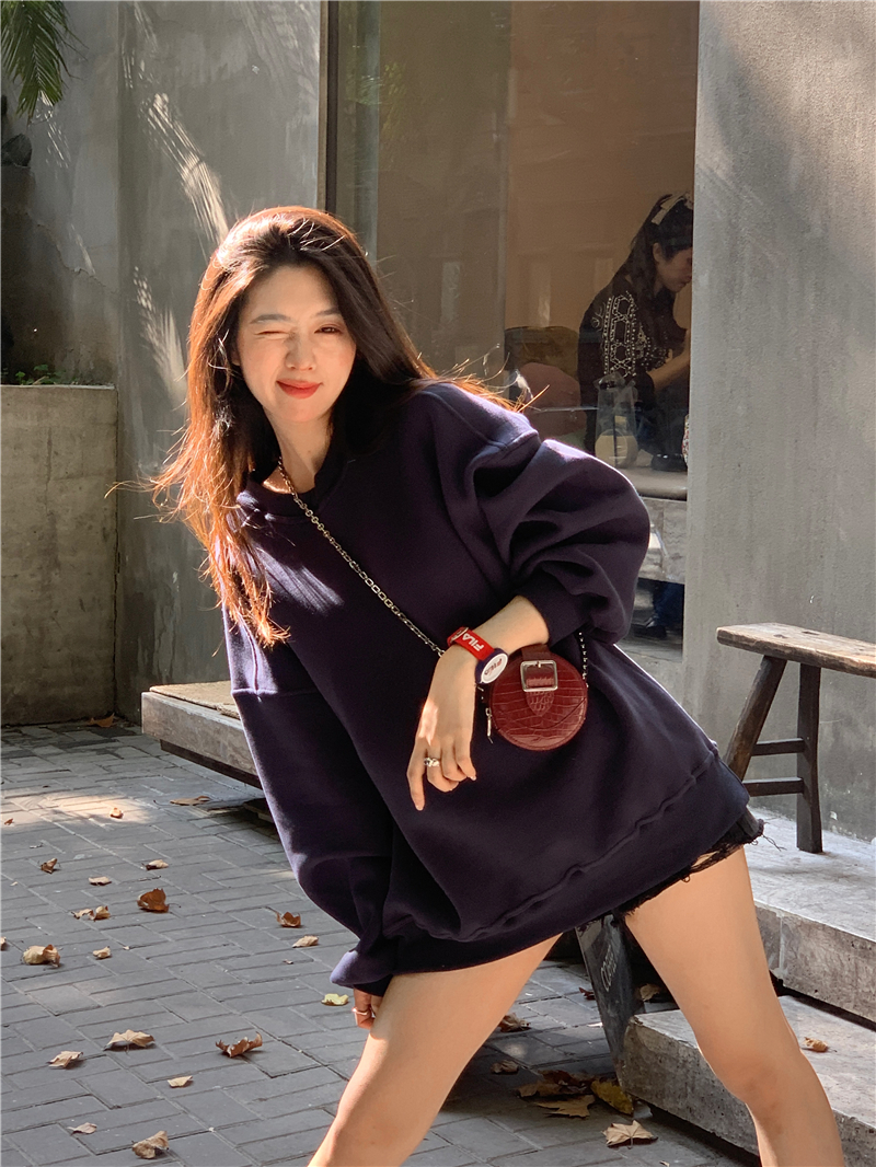 實拍秋冬新品熱賣寬鬆衛衣簽約時尚加厚套頭上衣女裝大碼