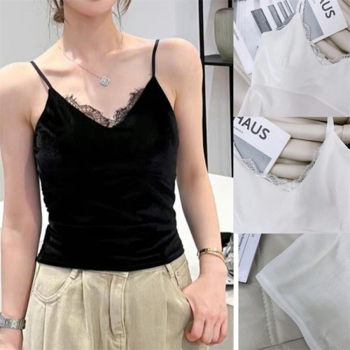 Price~Gold Velvet V-neck Lace Warm Vest Feminine Slim Suspender Beautiful Back Top Bottoming Shirt