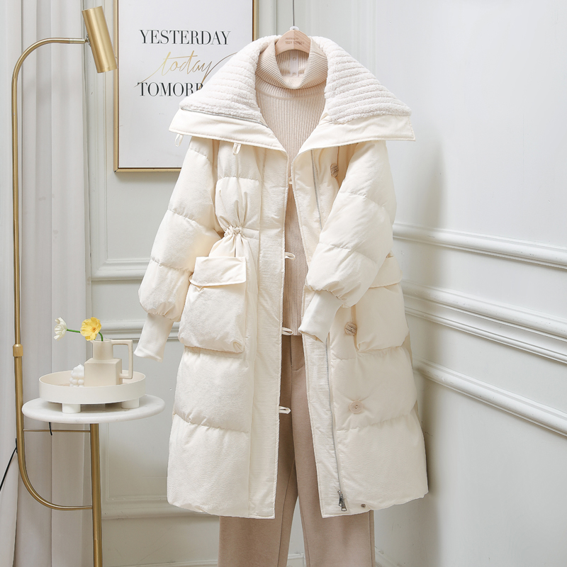 2023冬裝新款奶呼呼披肩羽絨服女中長款過膝加厚潮流顯瘦外套