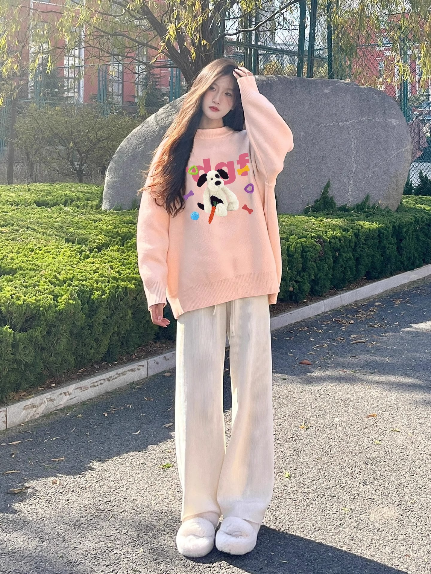 復古日系慵懶毛衣女秋冬外穿2023年新款小個子寬鬆甜美針織衫