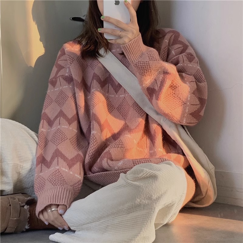 軟糯糯中長款毛衣2023年新款女秋冬寬鬆外穿復古加厚套頭慵懶上衣