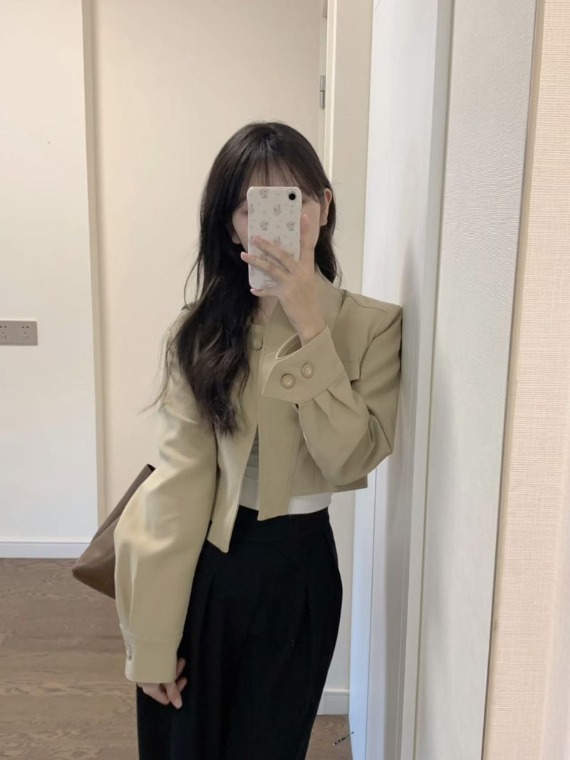 美拉德美式復古小香風西裝外套女春秋款短款寬鬆外搭開衫夾克早秋