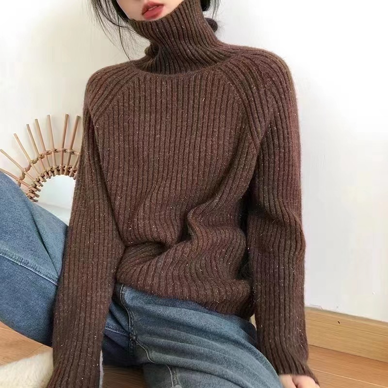 加厚保暖高領打底毛衣女秋冬2023年新款寬鬆慵懶風軟糯針織衫上衣