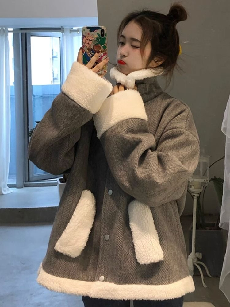 羊羔毛絨外套女秋冬2023年新款小香風韓版小個子寬鬆短款外套