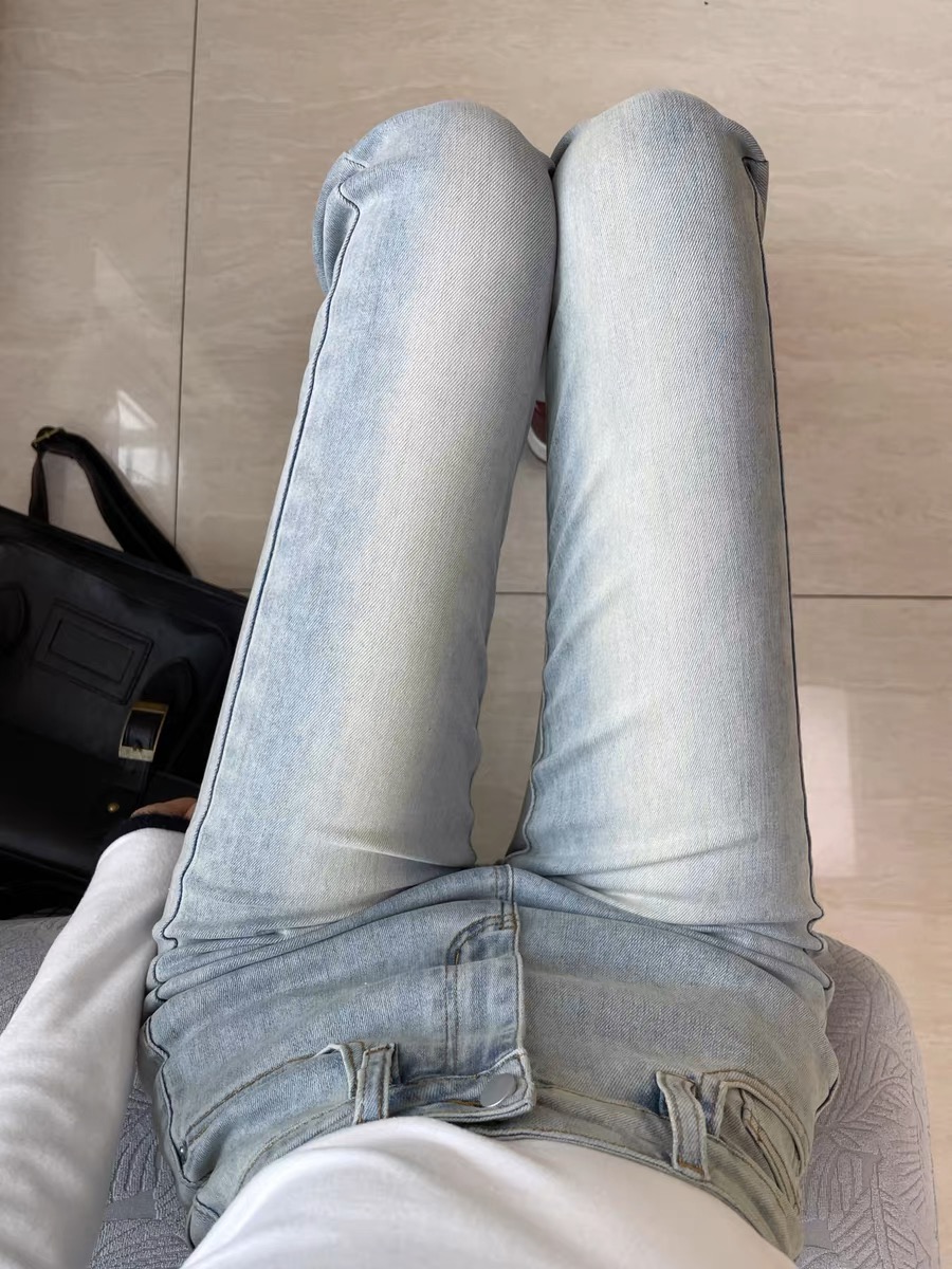 微喇牛仔褲女夏春秋季高腰彈力顯瘦長褲淺色喇叭褲子修身美式vibe