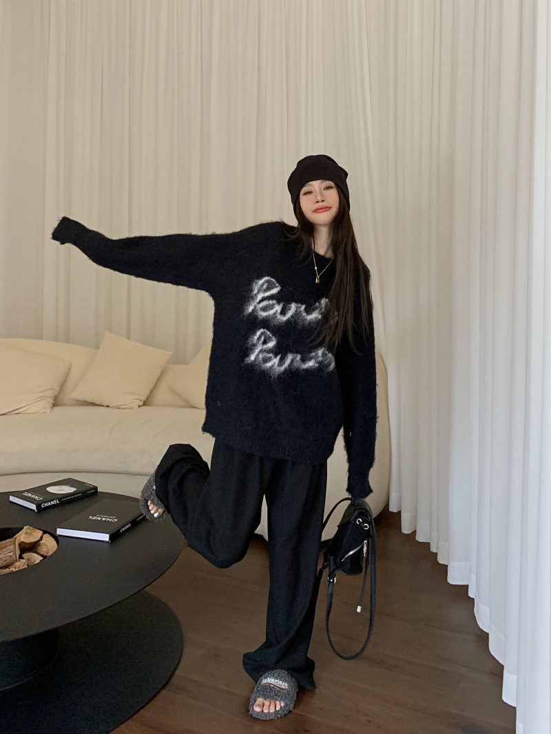 實拍 拉毛毛衣慵懶風外套復古日系上衣外套女