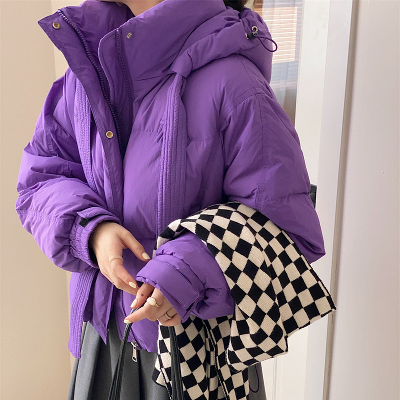 時尚羽絨服短款韓版棉服連帽加厚小個子羽絨服韓版麵包服外套