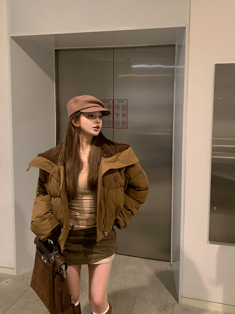 實拍！短款棉服女加厚冬季新款寬鬆高腰小個子麵包服外套2312