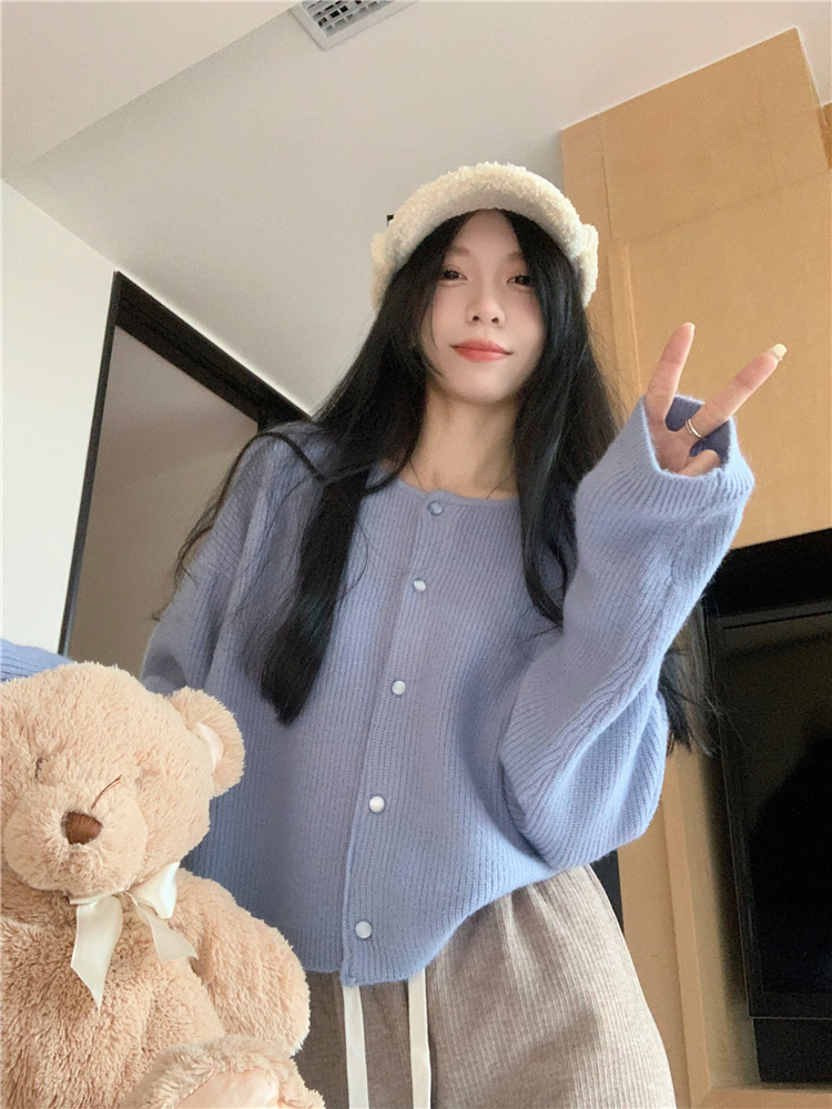 實拍~雲朵絨軟糯親膚針織開衫女秋冬季短款毛衣長袖上衣