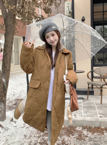 韩版复古美拉德色系穿搭中长款棉服女秋冬可拆卸连帽外套上衣