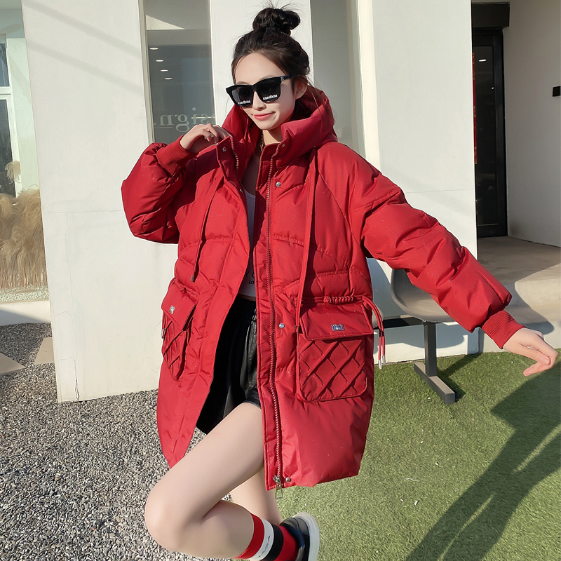 羽絨服女中長款2023冬季新款韓版寬鬆加厚過膝棉衣ins外套棉服潮