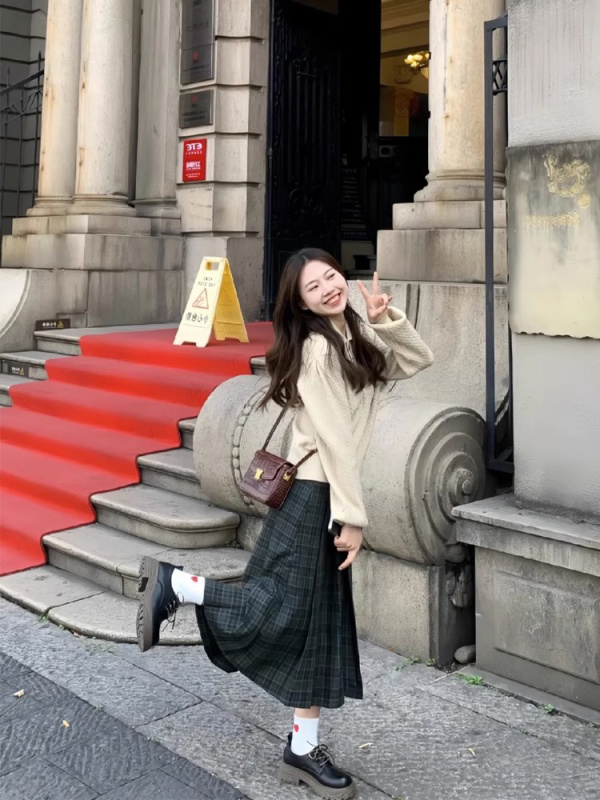 早秋裝搭配一整套御姐輕熟氣質針織毛衣