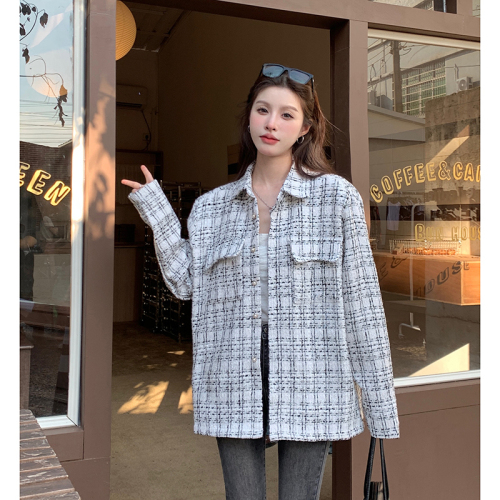 Xiaoxiangfeng loose lapel mid-length jacket Korean style thickened shirt jacket