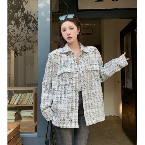 Xiaoxiangfeng loose lapel mid-length jacket Korean style thickened shirt jacket