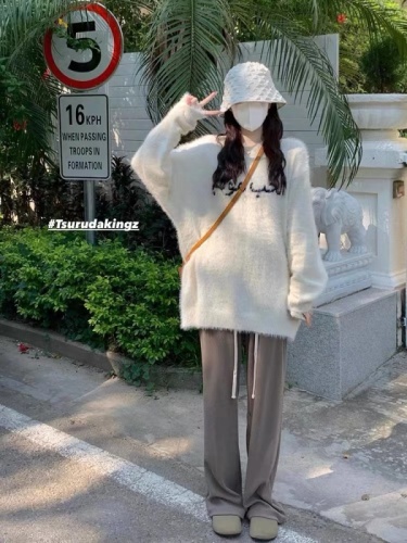 Song Zhengeun Song Xiaoen mohair sweater loose lazy style large size sweater pullover top large board type