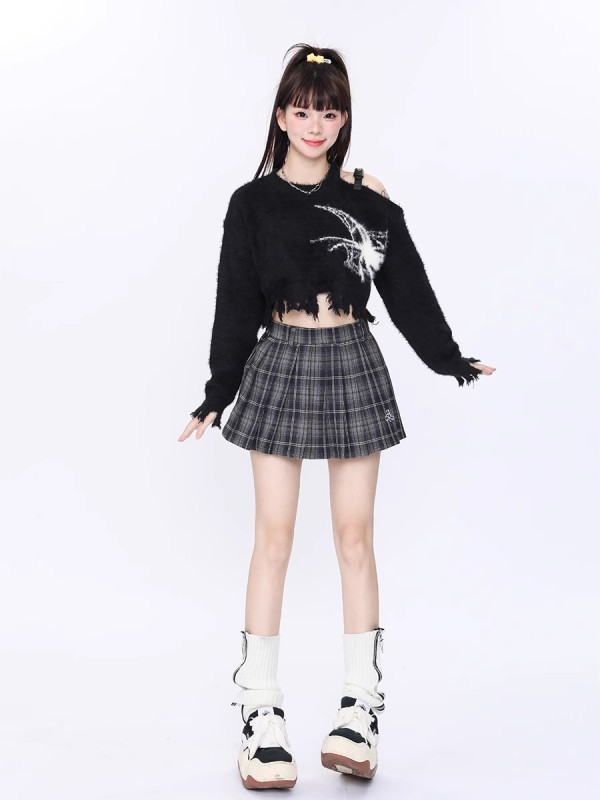 MEIM檸檬美式復古蜘蛛針織套頭毛衣2023秋季新款設計感修身上衣