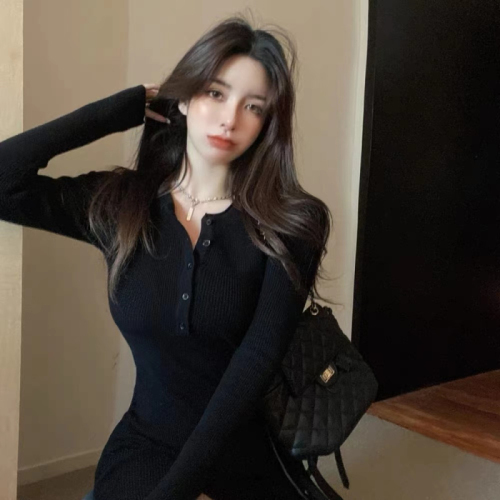 Knit Dress for Autumn and Winter , Children's Tight Bodysuit Dress with Overcoat Innerwear, Early Autumn Wool Dress