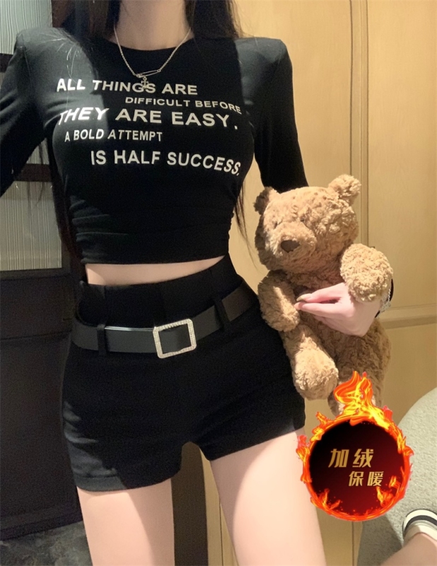 實拍！加絨加厚高腰性感辣妹百搭氣質含腰帶顯瘦休閒短熱褲
