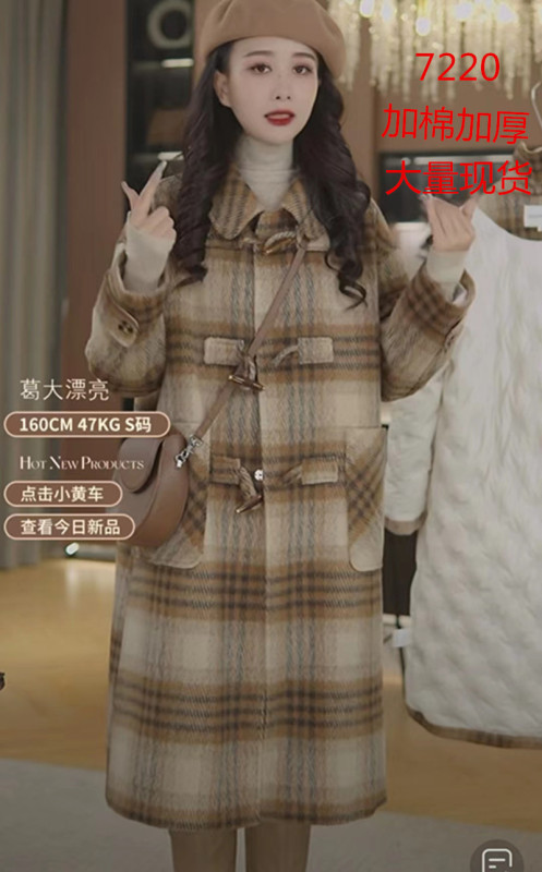葛大漂亮推薦2023新款格子毛呢大衣