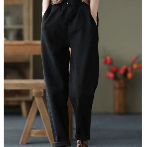 Autumn and winter velvet thickened pants new casual pants women's elastic waist plus velvet harem pants solid color spring fashion long women's pants