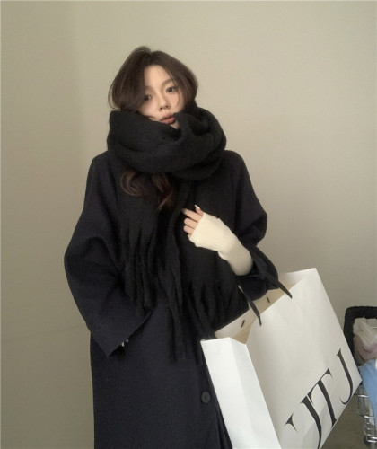 Actual Price - Solid Color Thick Scarf for Autumn/Winter, New Korean Style, Versatile Shawl/Neck Scarf