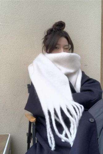 Actual Price - Solid Color Thick Scarf for Autumn/Winter, New Korean Style, Versatile Shawl/Neck Scarf