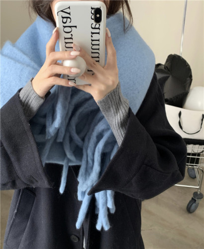 Actual Price - Solid Color Thick Scarf for Autumn/Winter, New Korean Style, Versatile Shawl/Neck Scarf