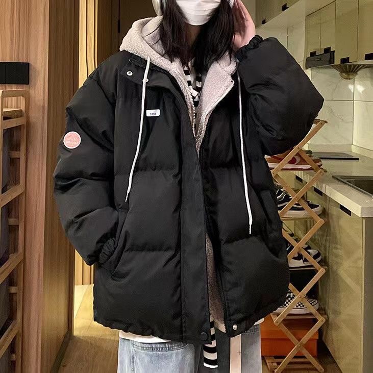 棉服#假兩件棉服中長款外套女2023冬季新款學生加厚保暖棉衣棉襖