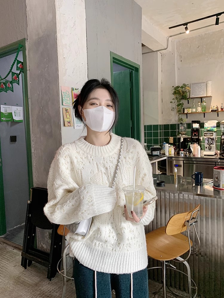 減齡漂亮洋氣毛衣女設計感2023秋冬新款寬鬆慵懶風針織上衣