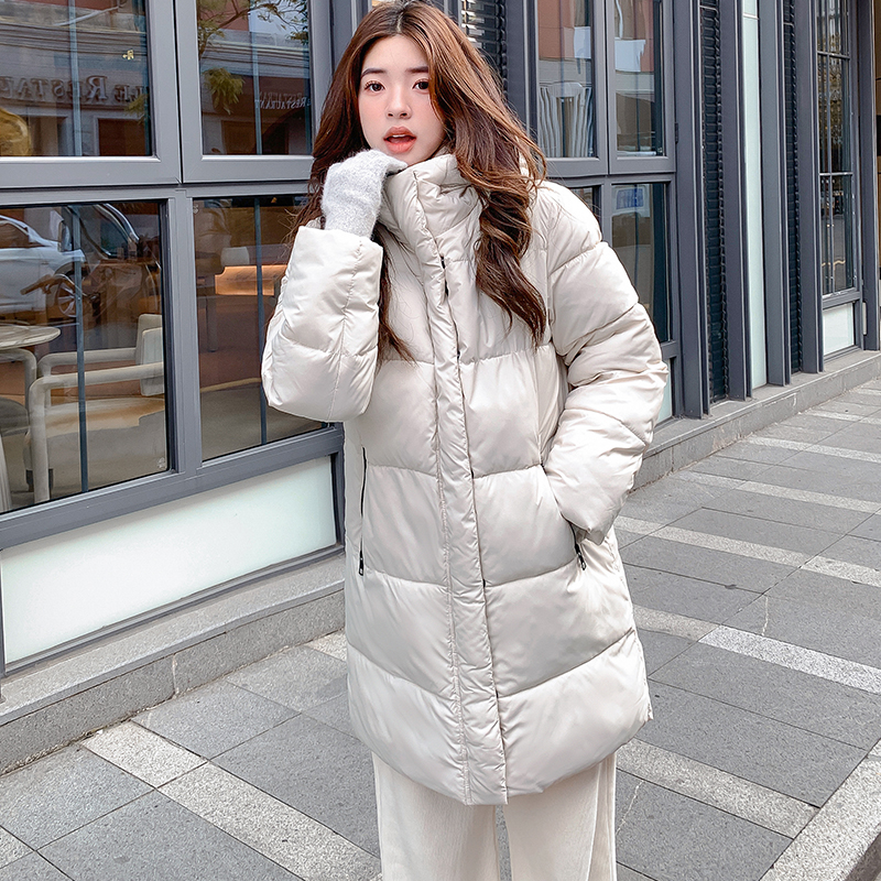 Real shot Korean Dongdaemun thickened down cotton coat for women winter 2023 mid-length waist slim fit cotton coat