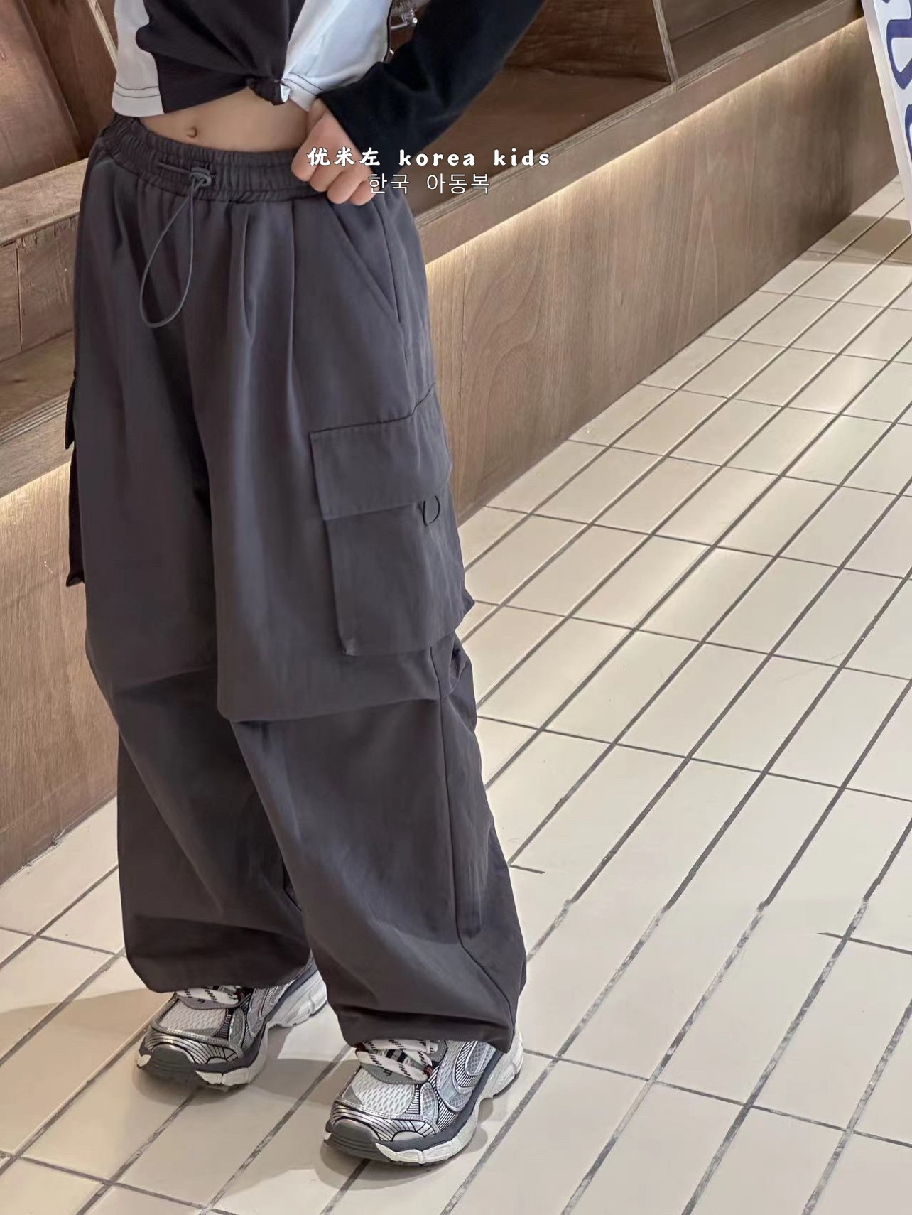 童裝女童工裝褲2023洋氣兒童休閒褲中大童秋季褲子