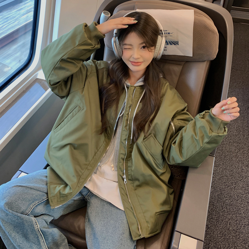 美式復古棒球服2023新款女短款棉服設計感韓版寬鬆夾克棉衣外套潮