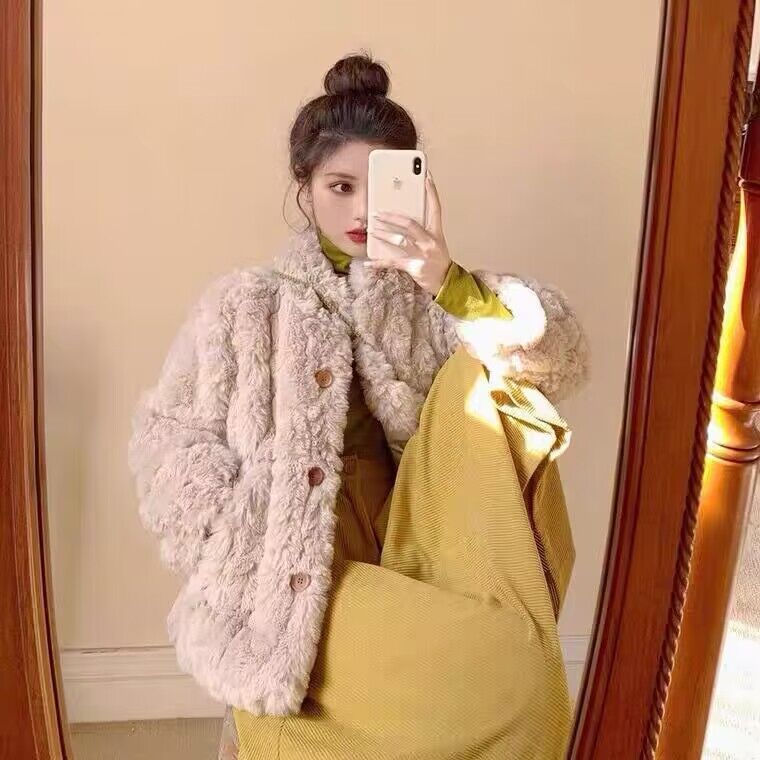 Women's 2023 new trendy brand lamb wool small fragrance plus velvet thickened fur coat for women autumn and winter fur Korean style