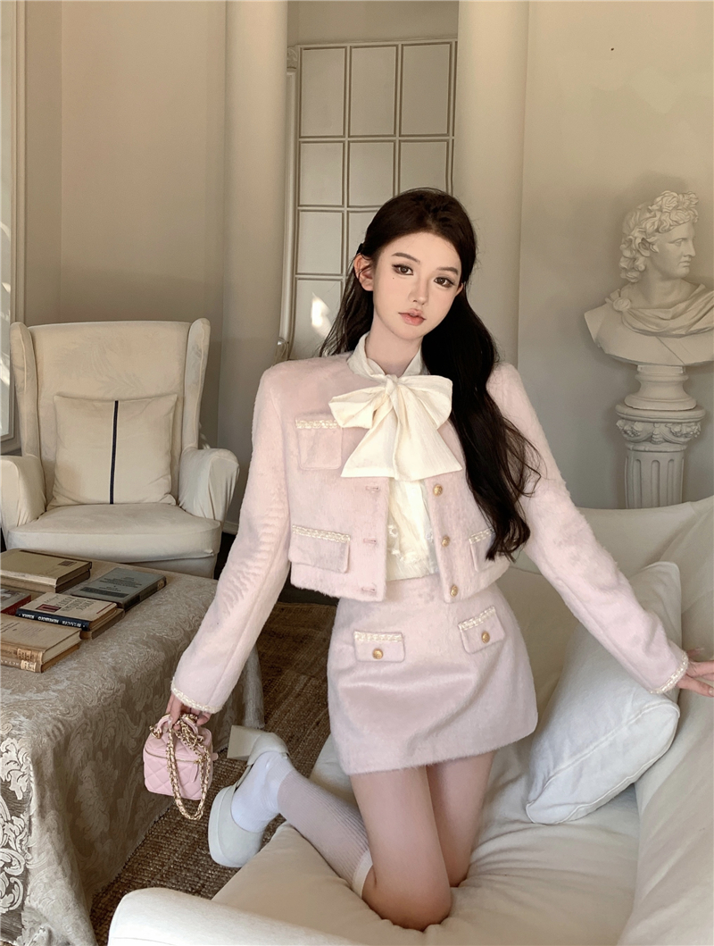 實拍 奶乖大小姐 外套女短款半裙小香套裝氣質名媛兩件套襯衣
