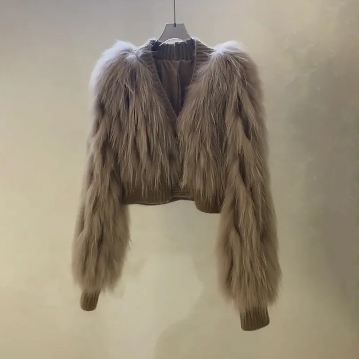 Quality Inspection Official Picture Temperament Splicing Imitation Fox Fur V-neck Jacket Women's 2023 Autumn and Winter New Style Design Fur