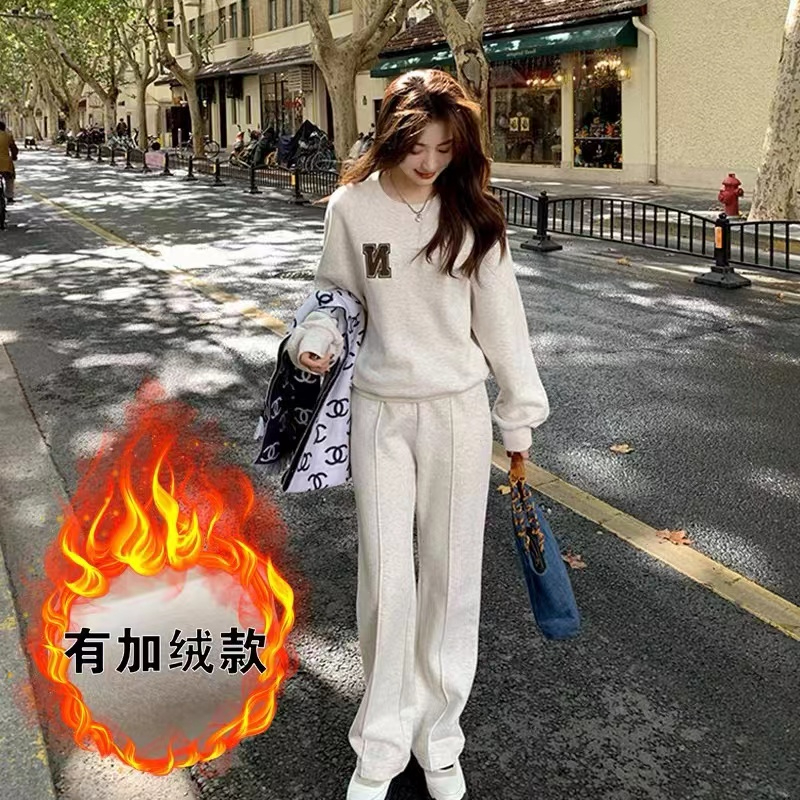 加絨衛衣運動春秋款開衫oversize秋裝女裝2023新款秋季套裝