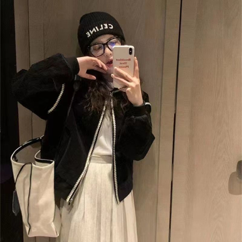 Korean style small fragrant style short baseball uniform for women spring and autumn new design niche oversize jacket trendy